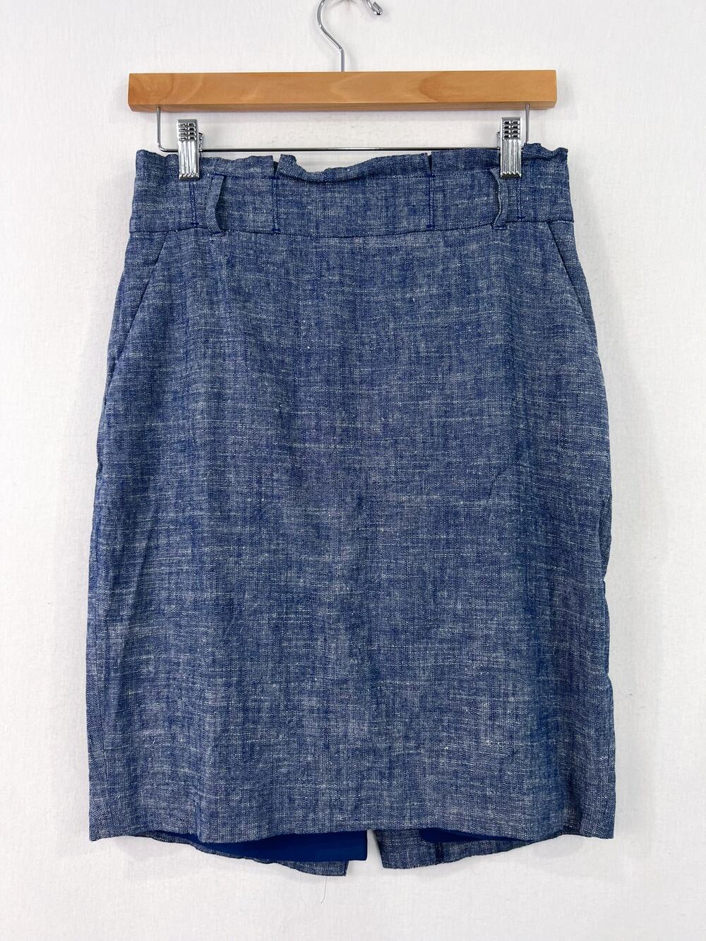 Ann Taylor Linen Blend Knee Length Skirt 4 Petite Corpcore Professional Pleated